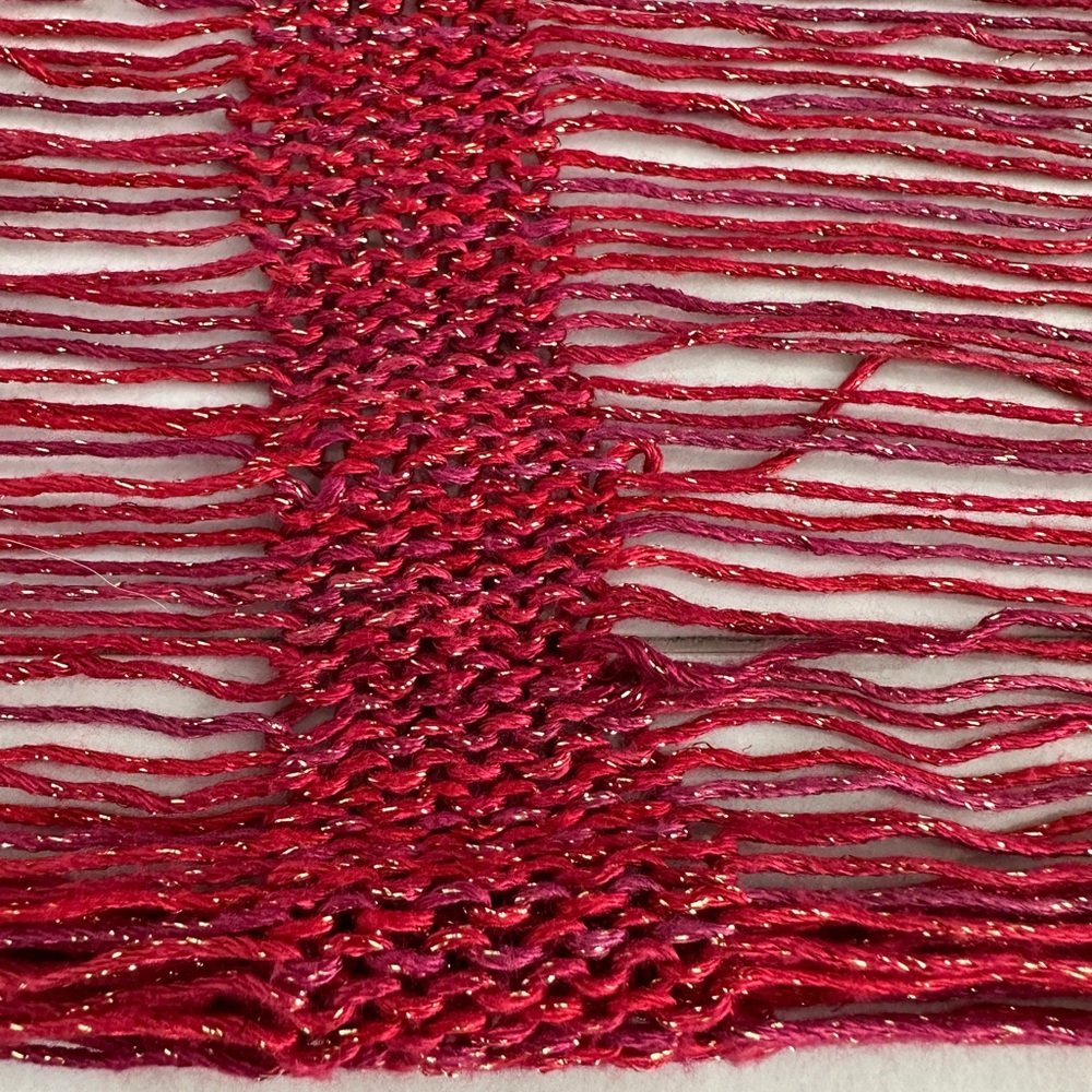 Handmade Gorgeous Knit Red with Gold Shawl - Picture 5 of 8